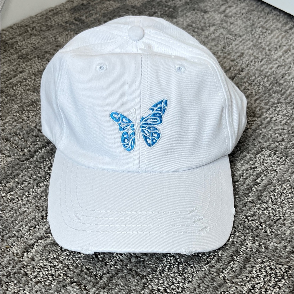 Girls white baseball cap